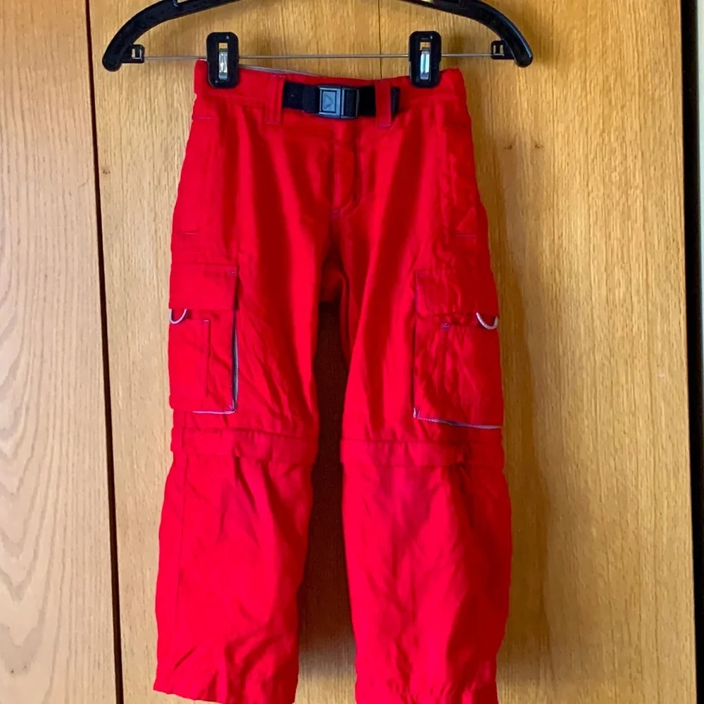 Gap Kids red convertible cargo pants shorts XS 4 zip off adjust. waist 9 pockets